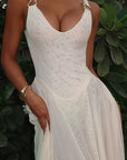 Elegant Long Dress with Sheer A-Line Design