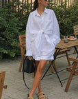 Casual Spring Autumn Women's Set with Loose Shirt and Shorts