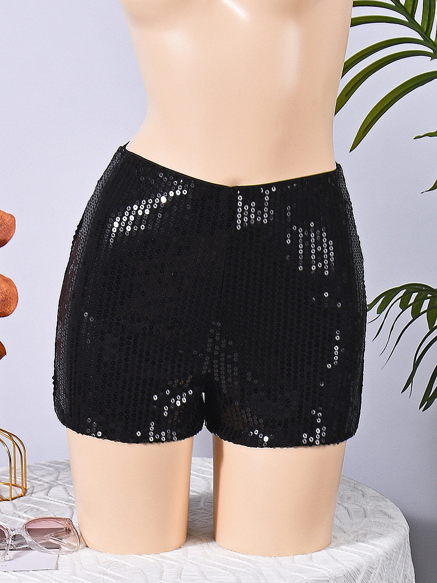 Leopard Print Sequin Women's Casual Shorts