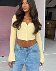 Fresh Style Casual Knit Cardigan Long Sleeve Top