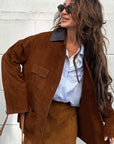 Fashionable Brown Vintage Suede Leather Jacket