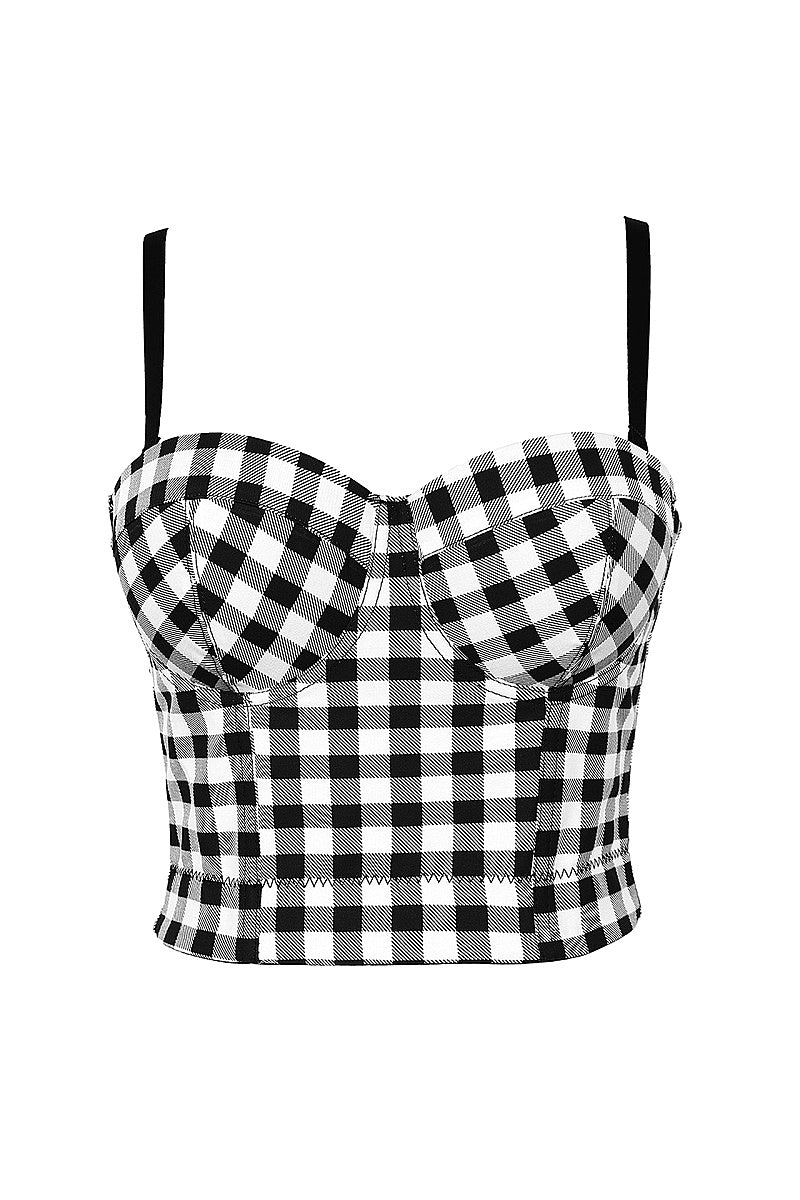 Sexy Adjustable Strap Plaid Sports Bra