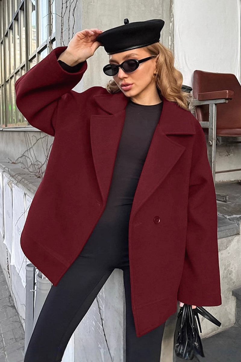 Fashion Vintage Brown Woolen Coat for Women