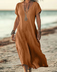 Comfortable V-Neck Midi Dress for Women