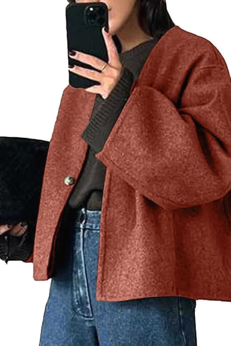 Fashionable V-Neck Woolen Cardigan for Women