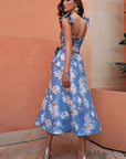 European Style Floral Tie Back Dress