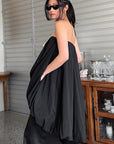 French Vintage Black Strapless Dress for Women
