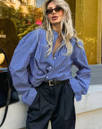 French Blue Striped Shirt for Women