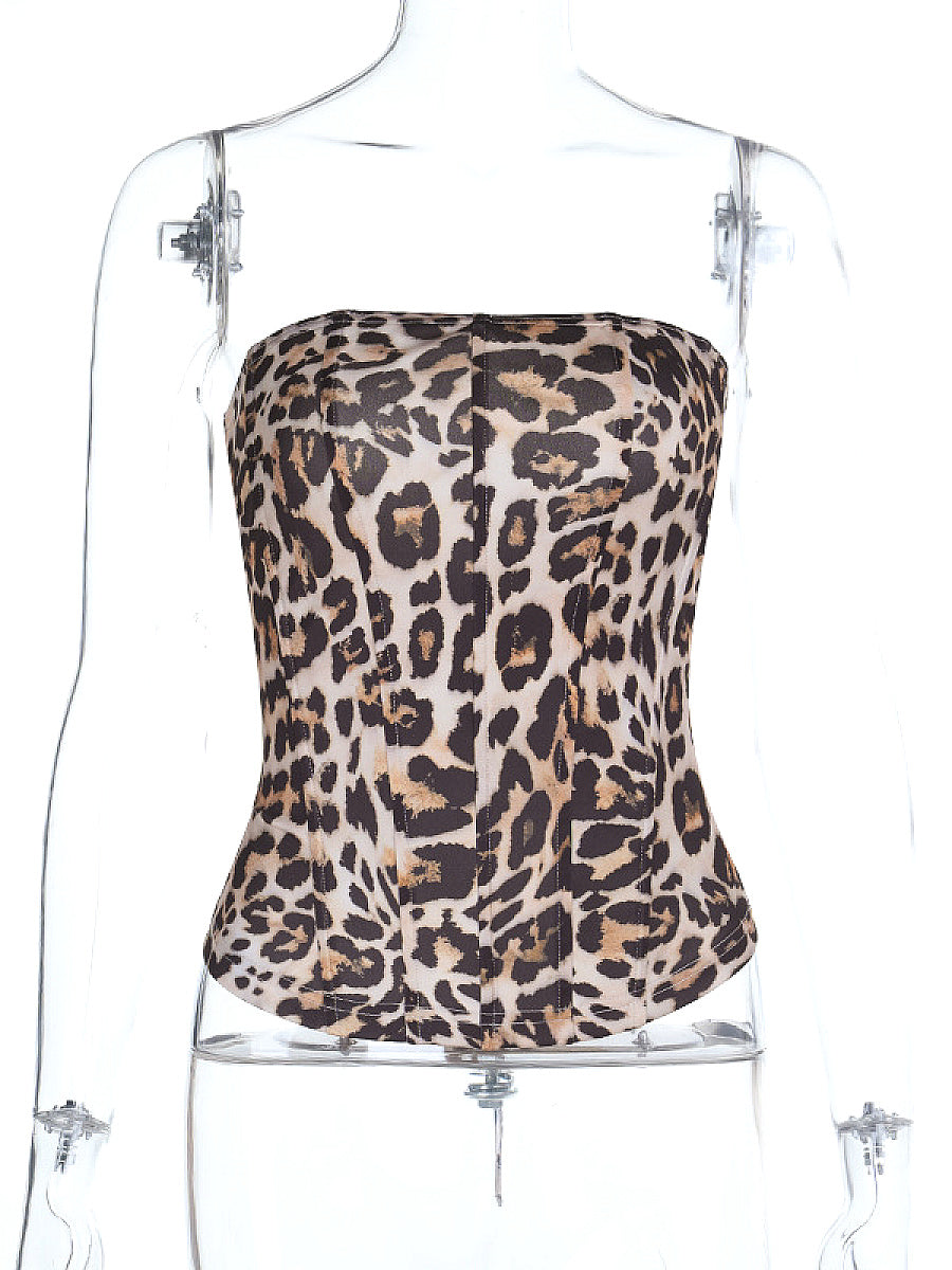 Sexy Leopard Print Strapless Top for Women