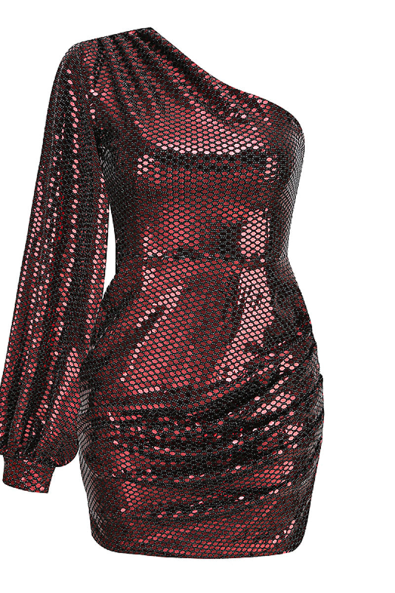 Elegant One-Shoulder Sequin Dress for Women