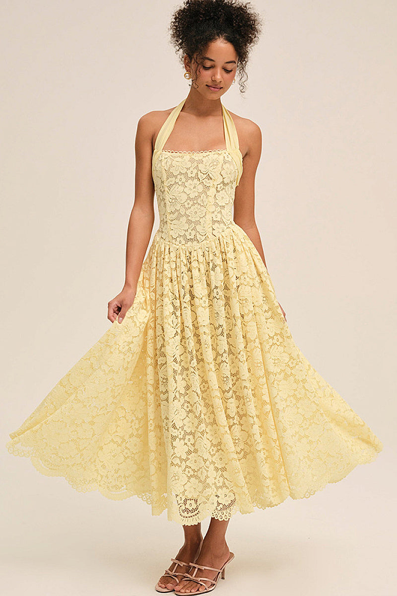 Elegant Lace Backless Maxi Dress