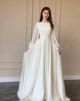 2026 Spring Autumn Lantern Sleeve Wedding Dress