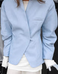 Casual Blue Blazer Jacket for Women