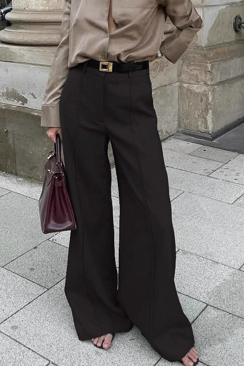Ébène Black Wide-Leg Suit Trousers
