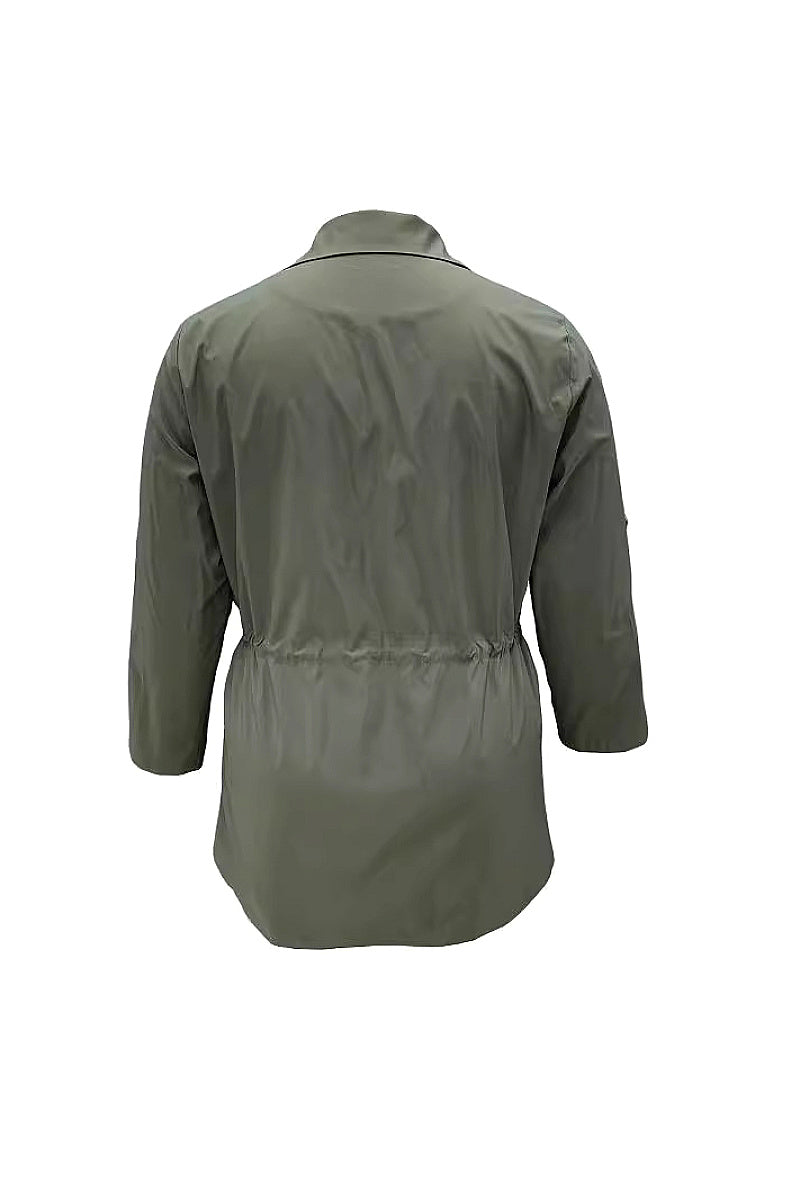 Plus Size Women's Long Sleeve Buttoned Trench Coat