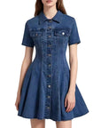 Casual Denim Dress with Button Closure