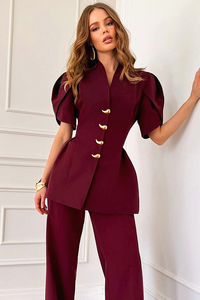 French Petal Sleeve Waist Shirt for Women