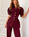 French Petal Sleeve Waist Shirt for Women
