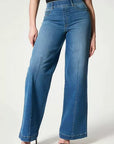 High Waist Wide Leg Stretch Denim Pants for Women