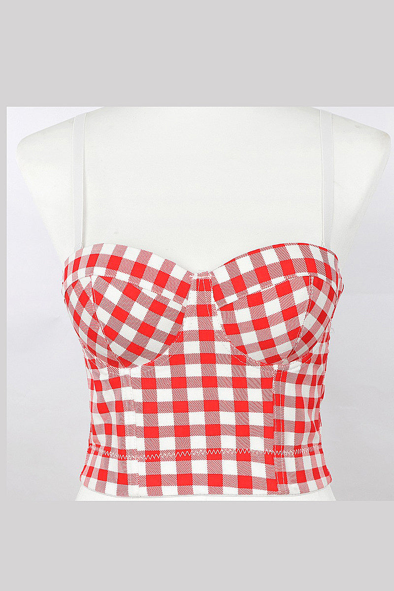 Sexy Adjustable Strap Plaid Sports Bra