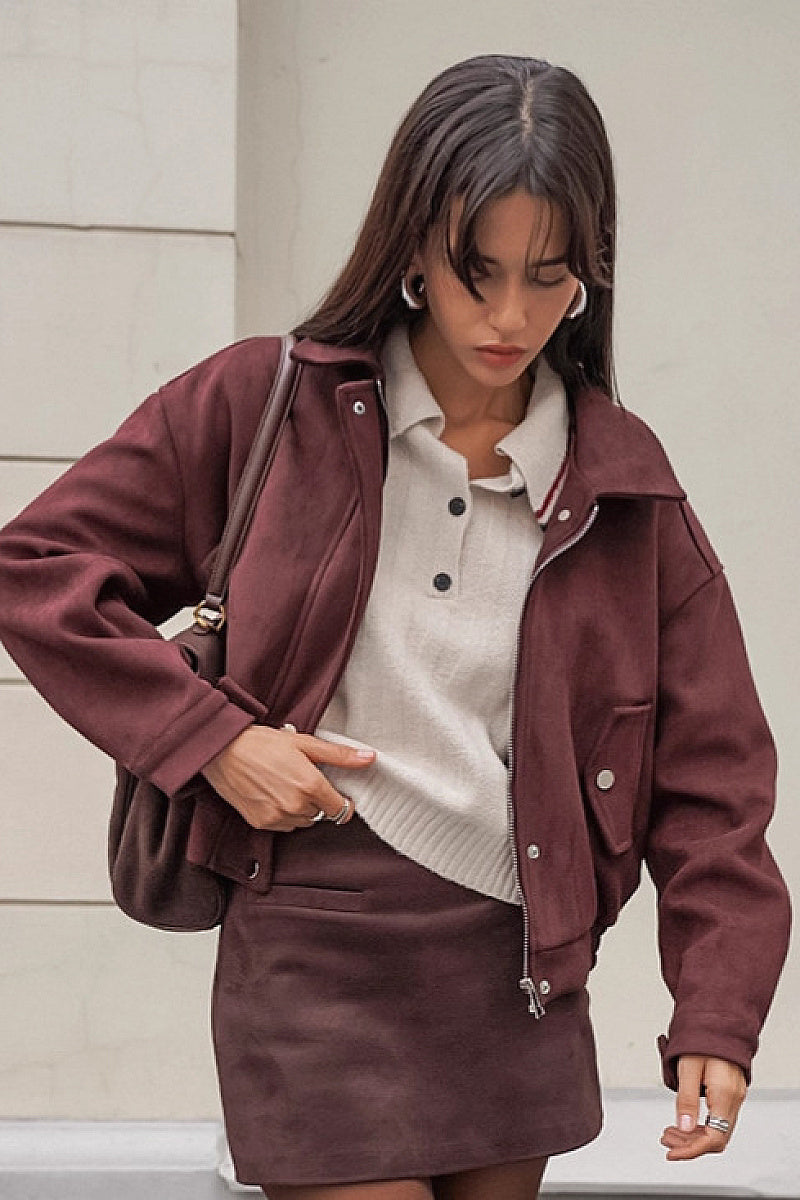 Retro Brown Suede Jacket for Women