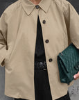 French Khaki Long Trench Coat for Women