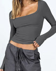 Women's Slim Fit Long Sleeve U-Neck Top