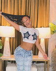 Trendy Summer Star Print Cropped T-Shirt