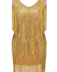 Elegant V-Neck Fringe Dress for Women