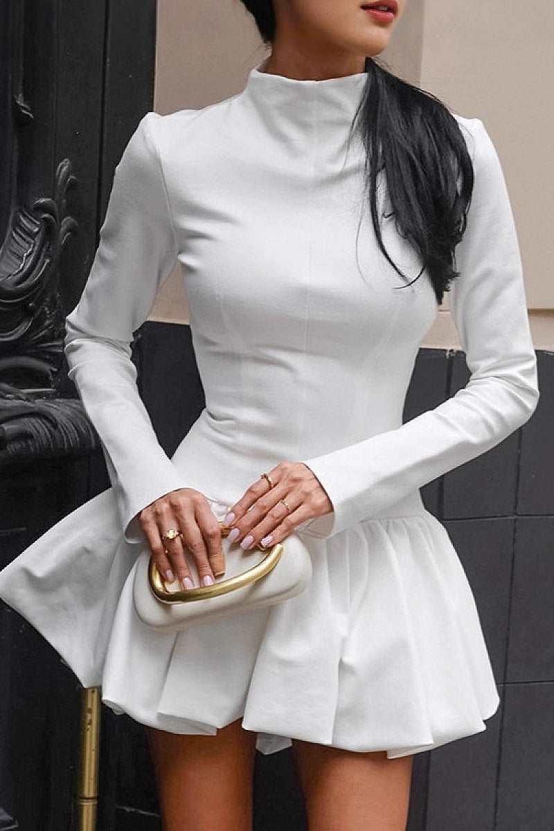 French Style Long Sleeve A-Line Dress for Women