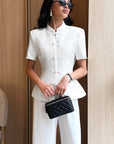 New Chinese Style Stand Collar Short Sleeve Top