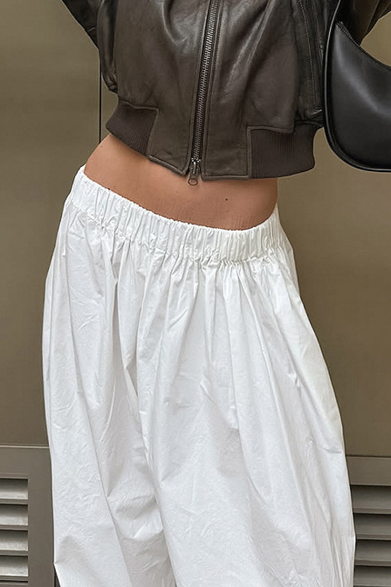 High Waist White Casual Wide Leg Pants for Women