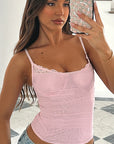 Summer Slim Fit Sheer Lace Camisole Top
