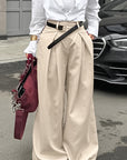 Spring Design Pleated Wide Leg Pants for Women