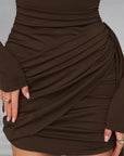 New Autumn Winter Ruffled Waist Short Dress