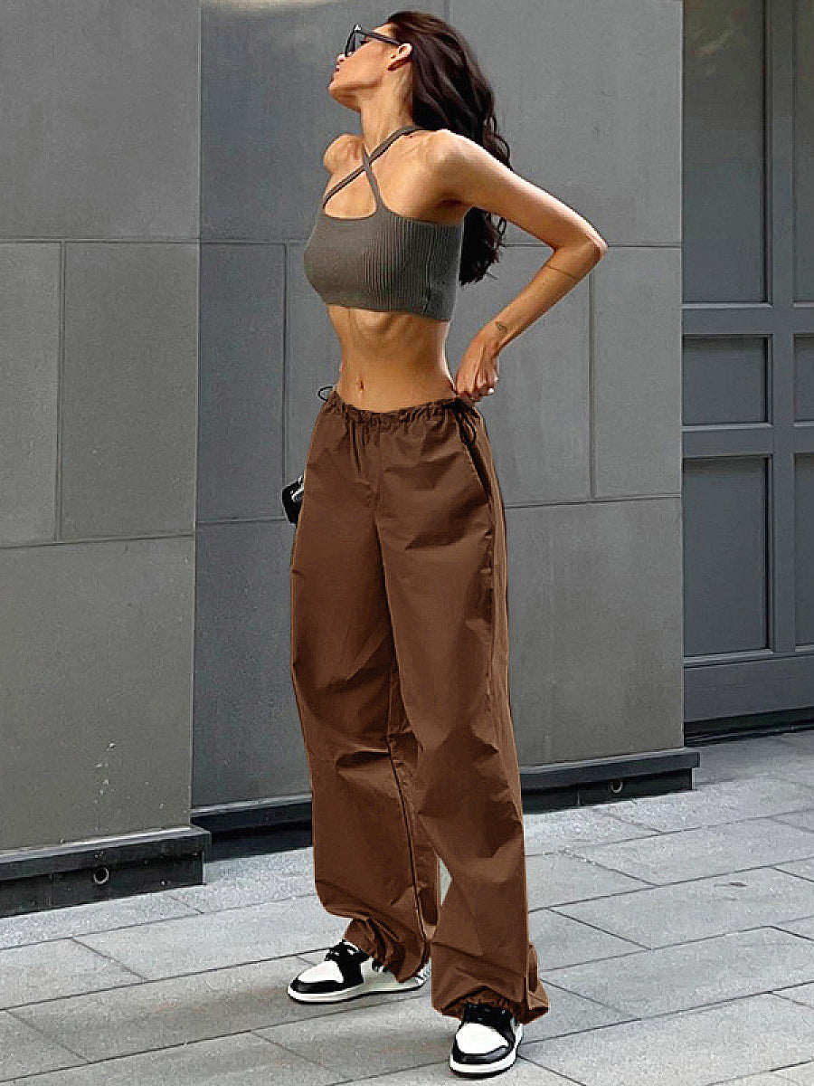 Casual Drawstring Waist Cargo Pants for Women