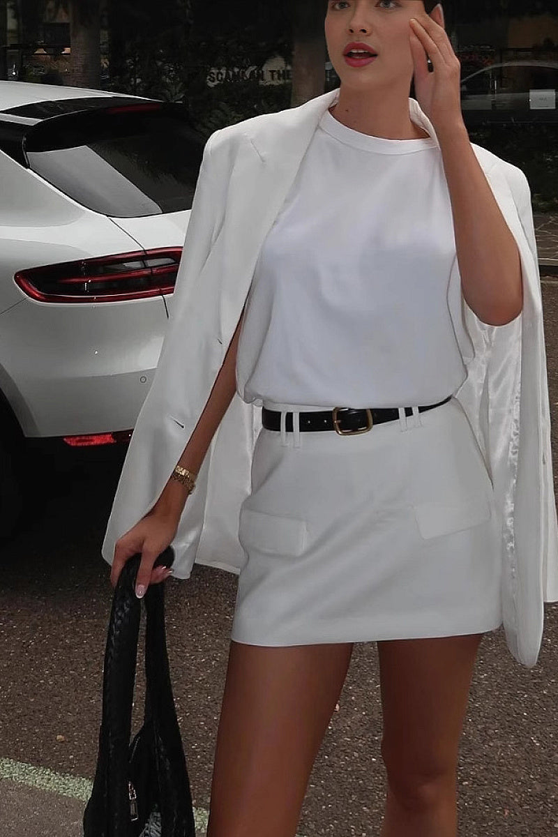 Stylish White Two-Piece Set for Office Wear