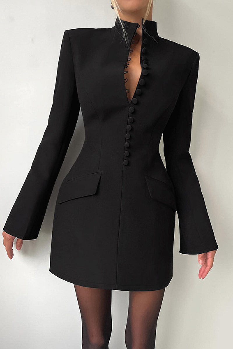 Elegant Slim Fit Long Sleeve Suit Dress