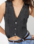 Fashionable Women's V-Neck Denim Vest