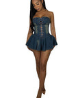 Stylish Denim Strapless Mini Dress for Women