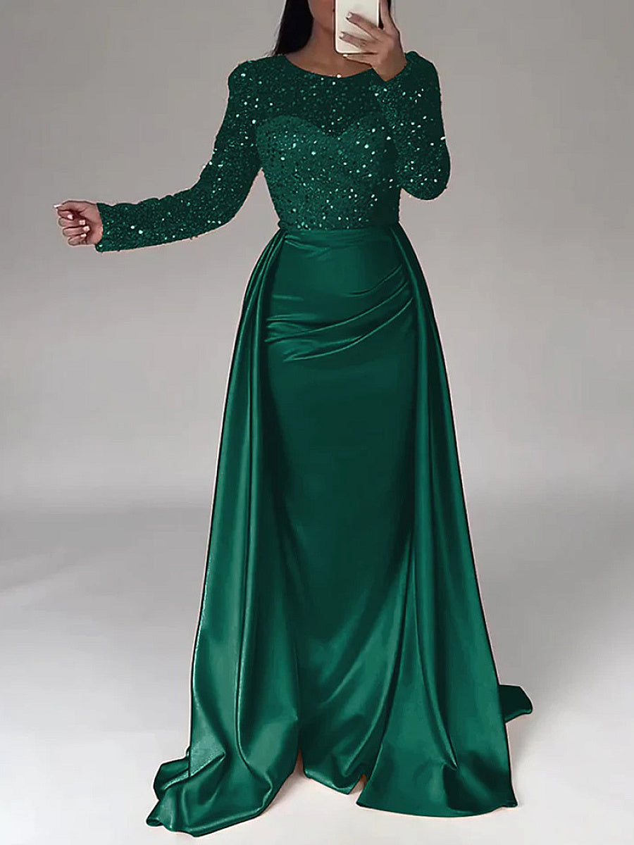 Elegant Long Sleeve Sequin Evening Dress for Women