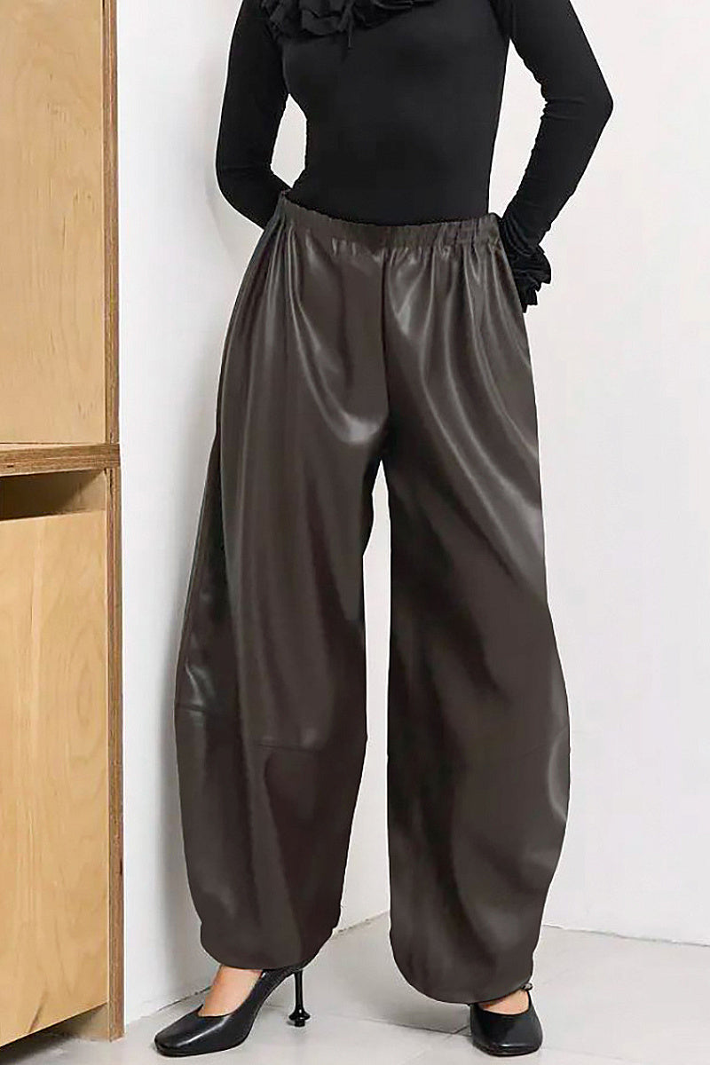 Women's Stylish High Waist PU Pants