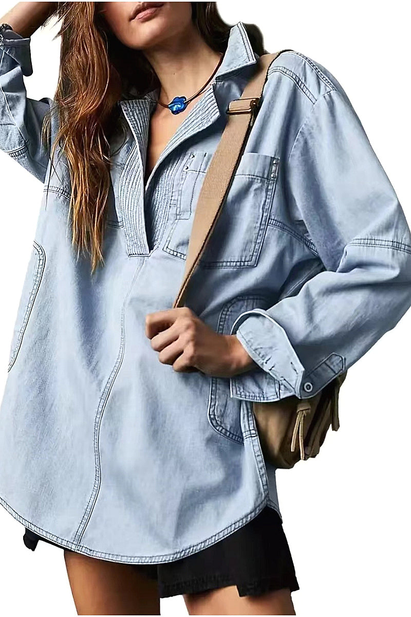 Fashionable Casual Slim Fit Denim Shirt