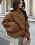 Stylish Brown Wool Blend Coat for Women