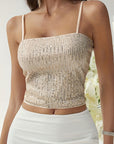 Sleeveless Backless Hollow Out Sequin Top