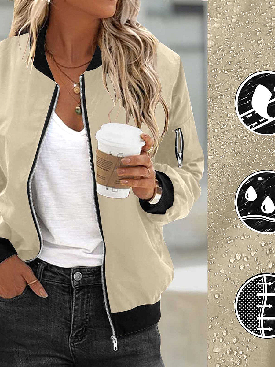 Women's Waterproof Fabric Zip Pocket Jacket