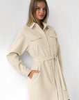 Retro Khaki Work Dress with Belted A-Line Style