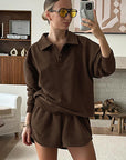 Vintage Walnut Brown Polo Set for Women