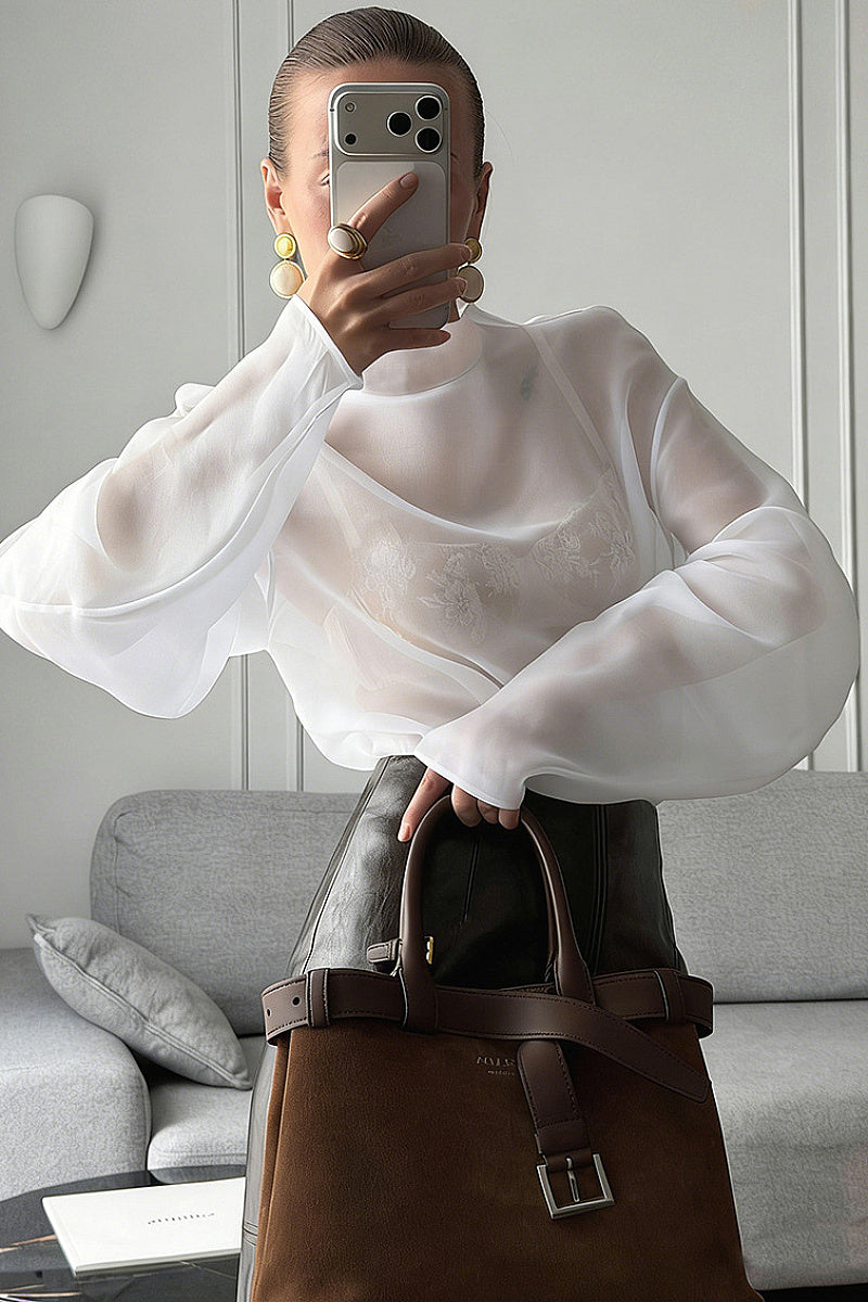 Chic Sheer Long Sleeve Top for Women
