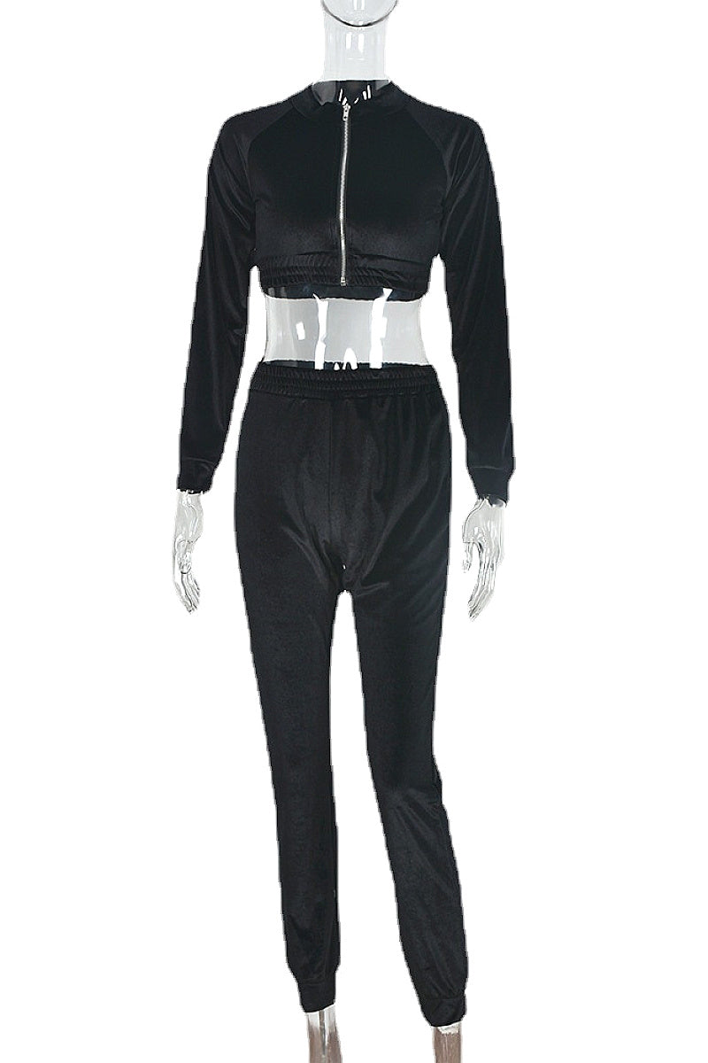 Stylish Two-Piece Set with Long Sleeve Top and Pants